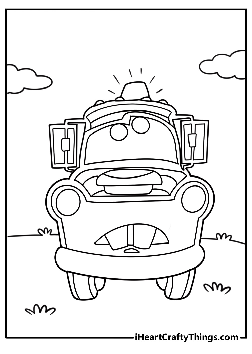 Mater dreaming of being a race car coloring page