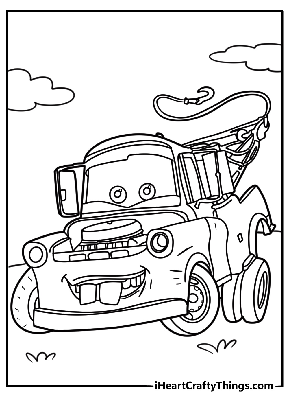 Mater from Cars movie in his rusty tow truck form coloring page