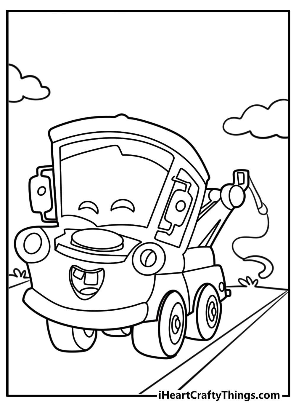 Mater laughing with his buck teeth visible coloring sheet