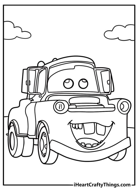 Mater showing off his rearview mirrors coloring page