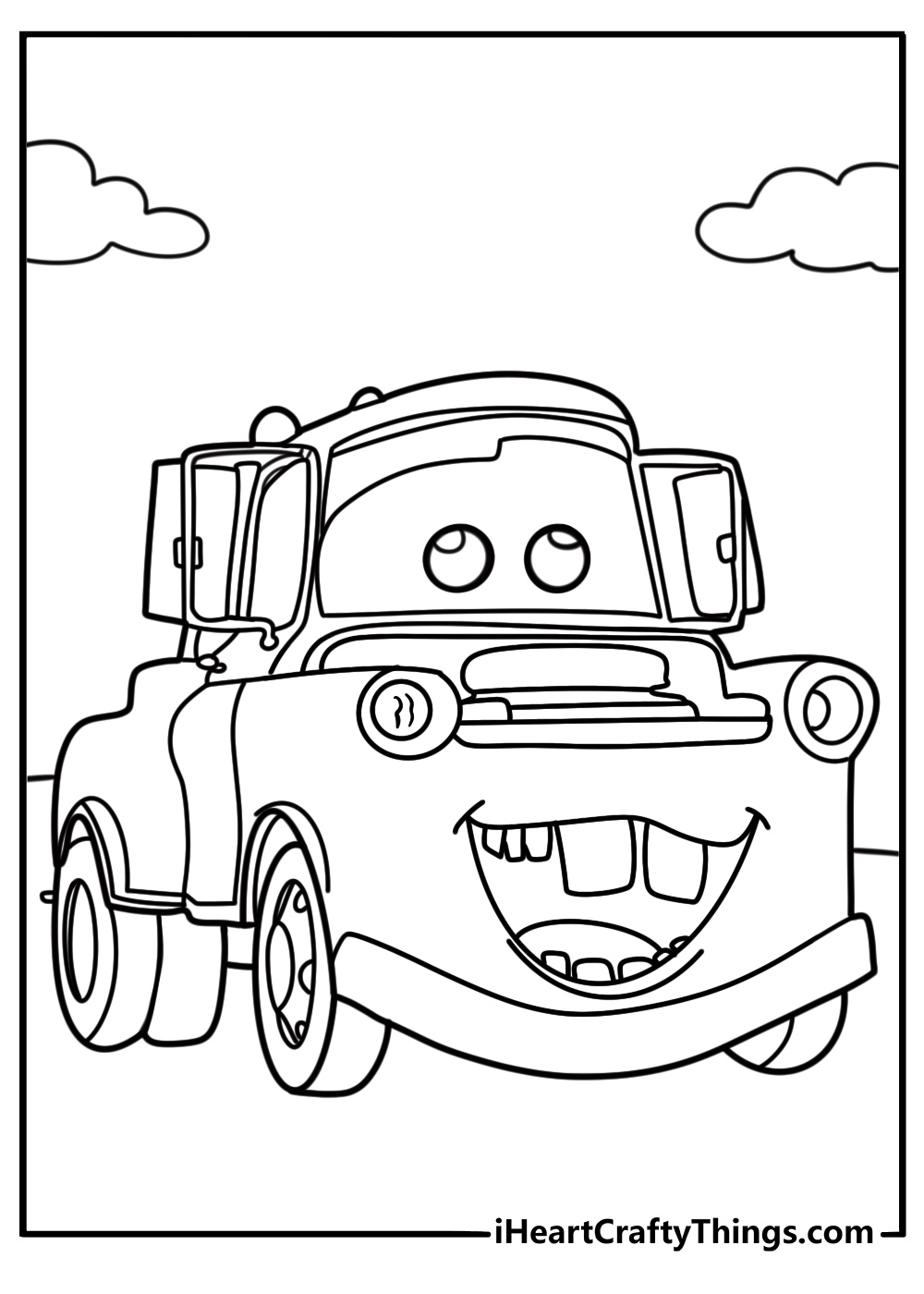 Mater showing off his rearview mirrors coloring page