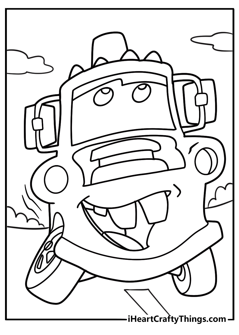 Mater with a backward driving move coloring page