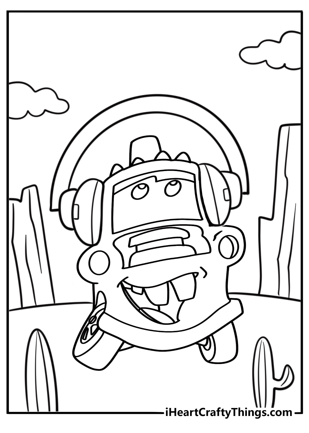 Mater with headset during a mission coloring page