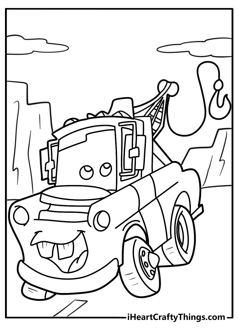 Mater with his tow cable extended coloring sheet