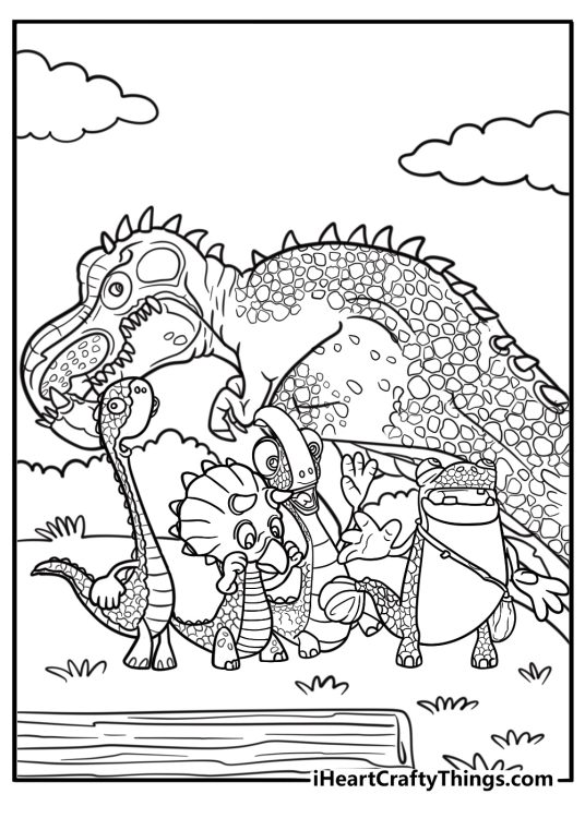 Mazu leading the group on a trail coloring page