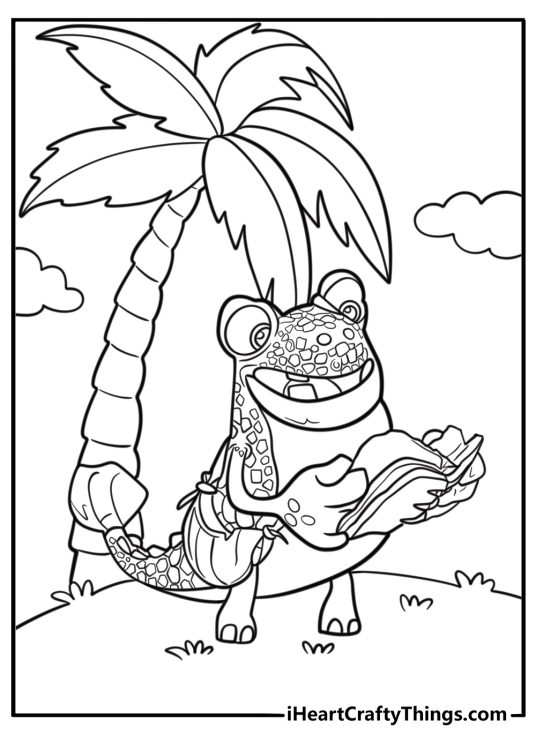 Mazu reading a map under a tree coloring page