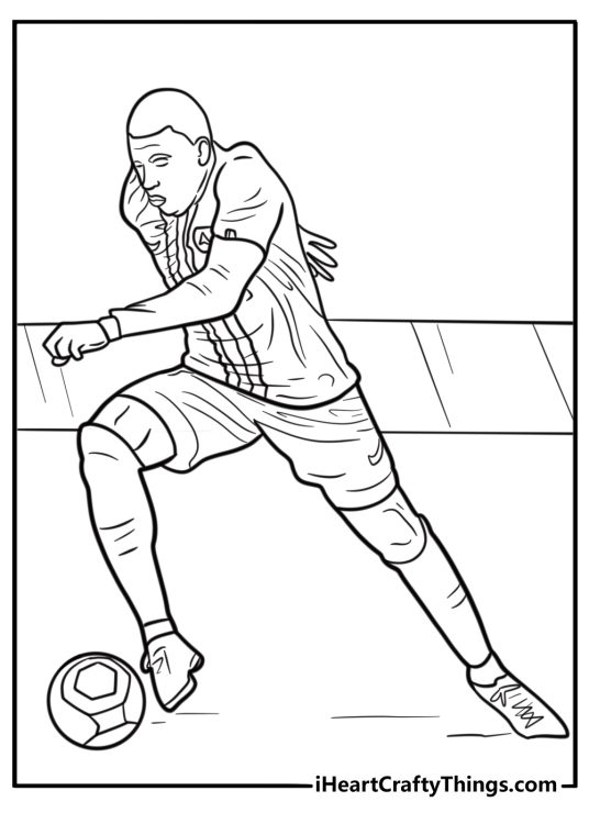 Mbappe doing a step over skill move coloring page