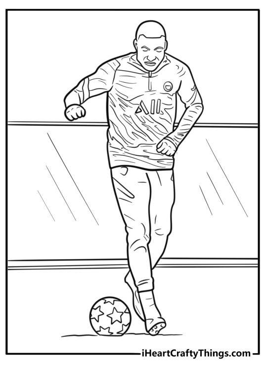 Mbappe doing a warm up exercise coloring page