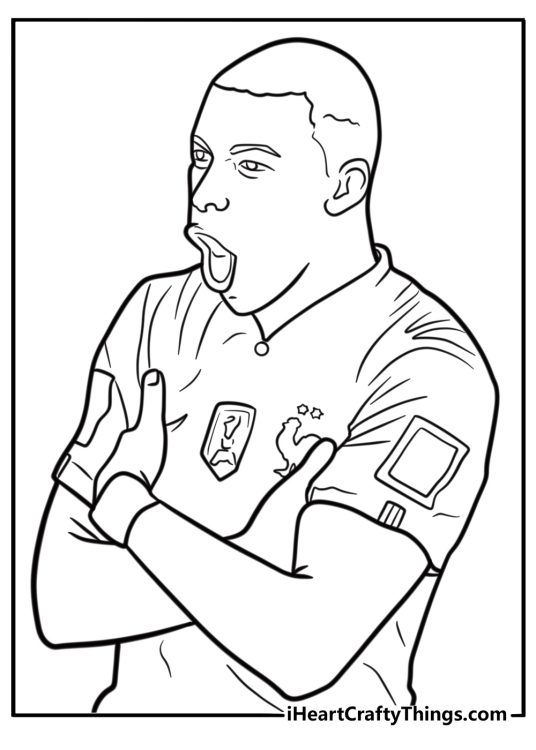 Mbappe during FIFA World Cup match coloring page
