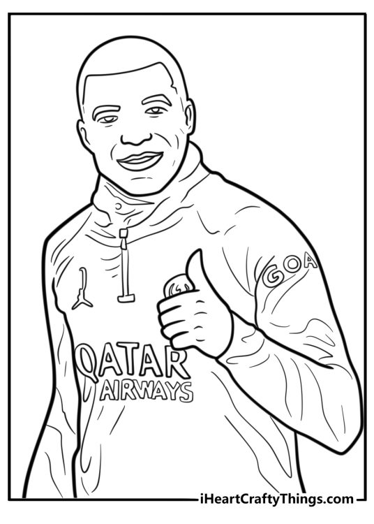 Mbappe giving a thumbs up to the crowd coloring page