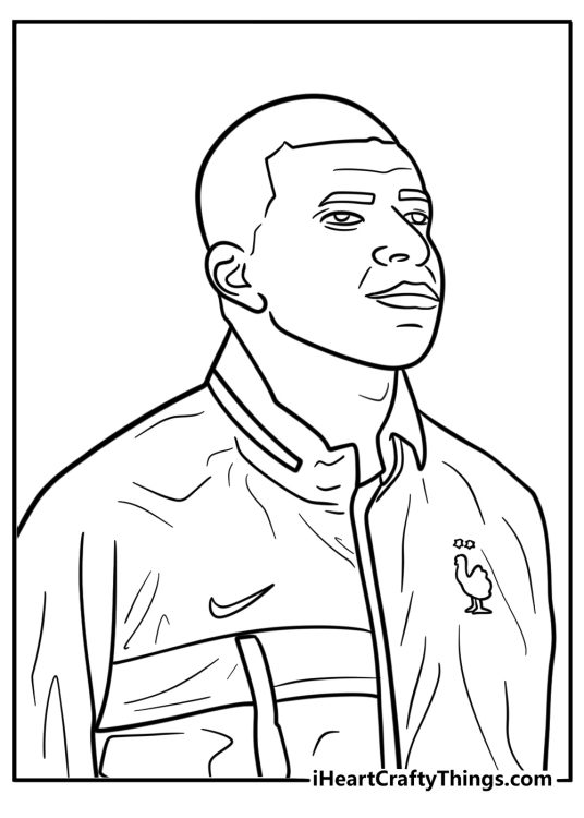 Mbappe listening to the national anthem coloring page