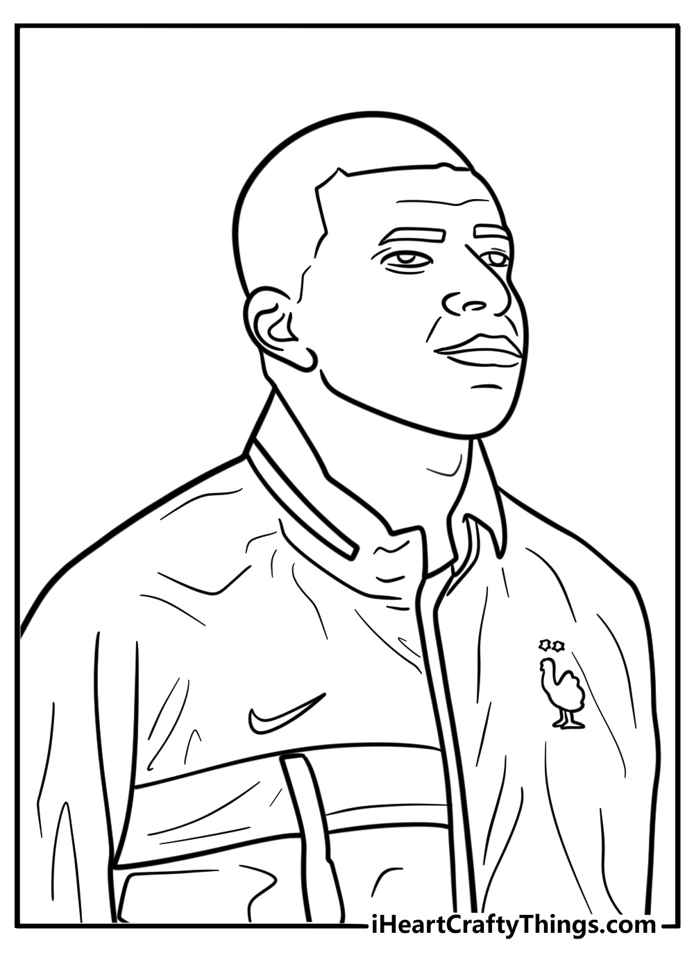 Mbappe listening to the national anthem coloring page