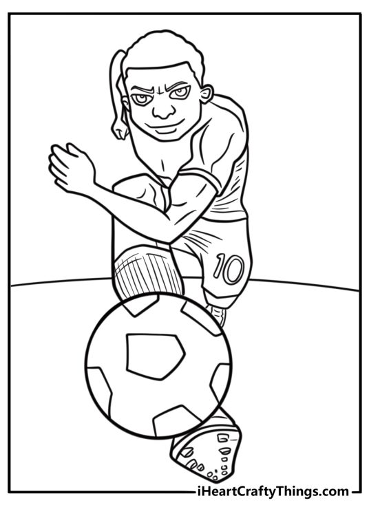 Mbappe passing the ball to a teammate coloring page