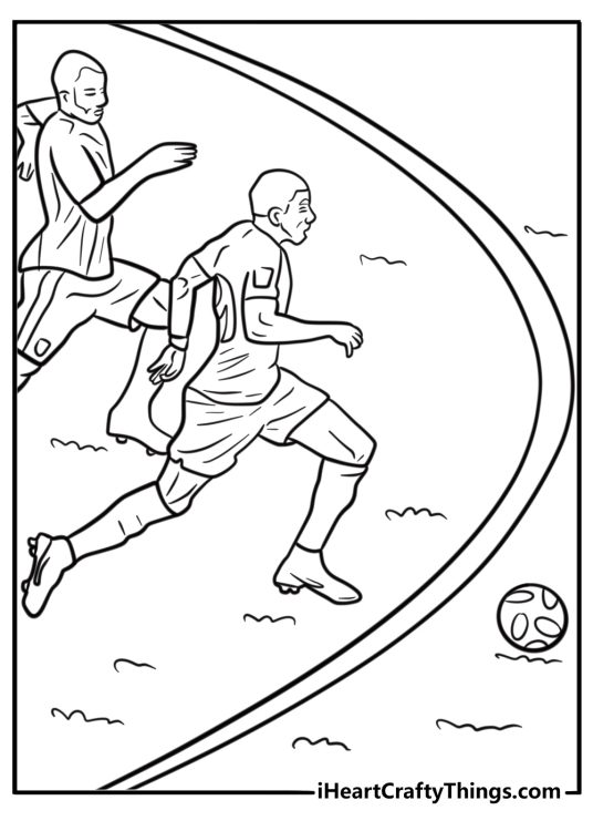 Mbappe running on the soccer field coloring page