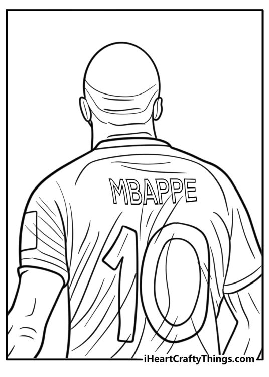 Mbappe wearing number ten jersey coloring page