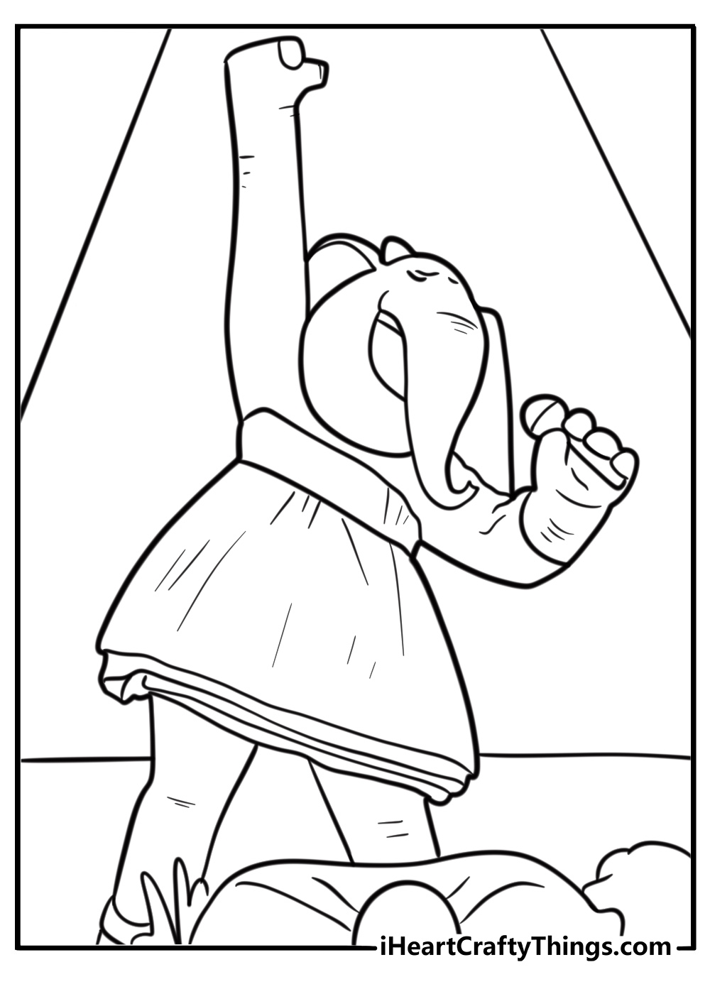 Meena on talent show stage coloring page