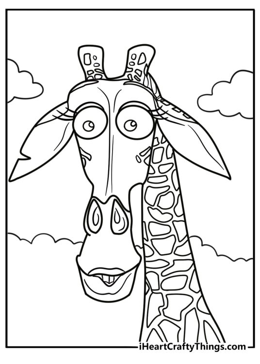 Melman the giraffe looking nervous coloring sheet