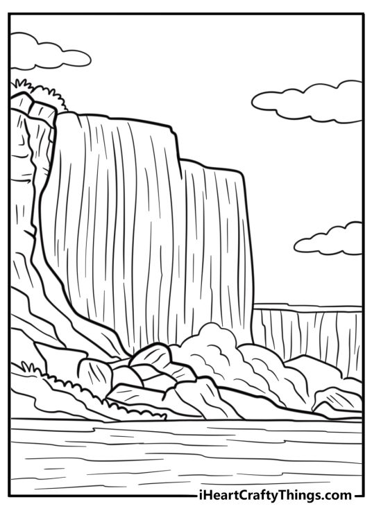 Niagara Falls landscape view coloring sheet