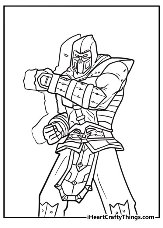 Noob Saibot surrounded by shadows coloring page