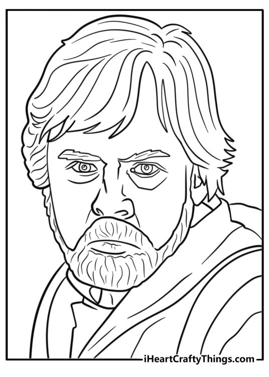 Old Luke Skywalker with beard coloring page