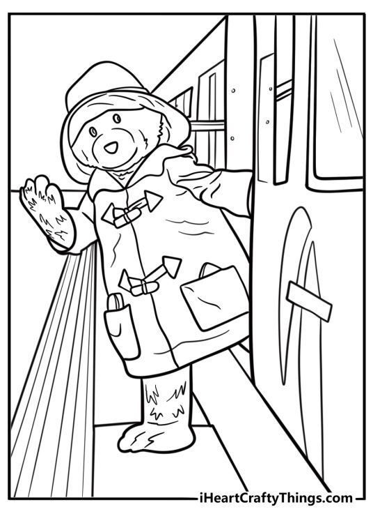 Paddington arriving at Paddington Station coloring page