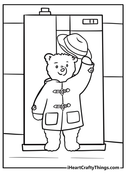 Paddington going through customs at the airport coloring page