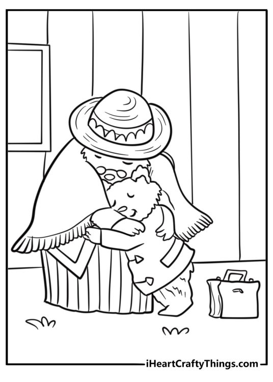 Paddington visiting Aunt Lucy at the Home for Retired Bears coloring page
