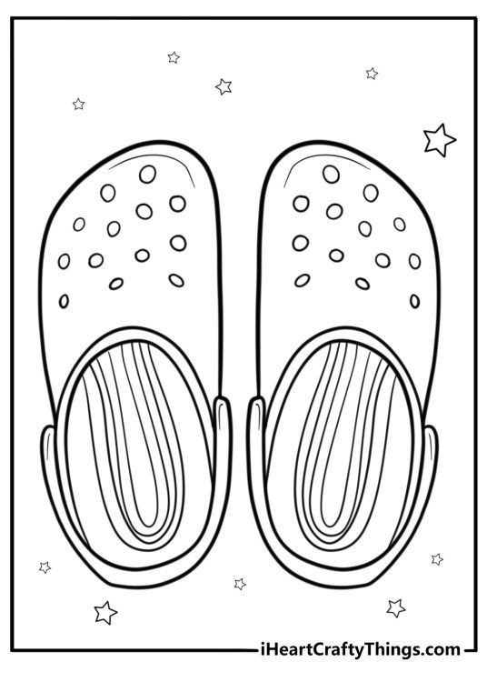 Pair of Crocs with holes on top coloring sheet