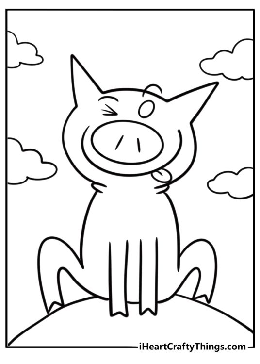 Piggie making a silly face detailed coloring sheet