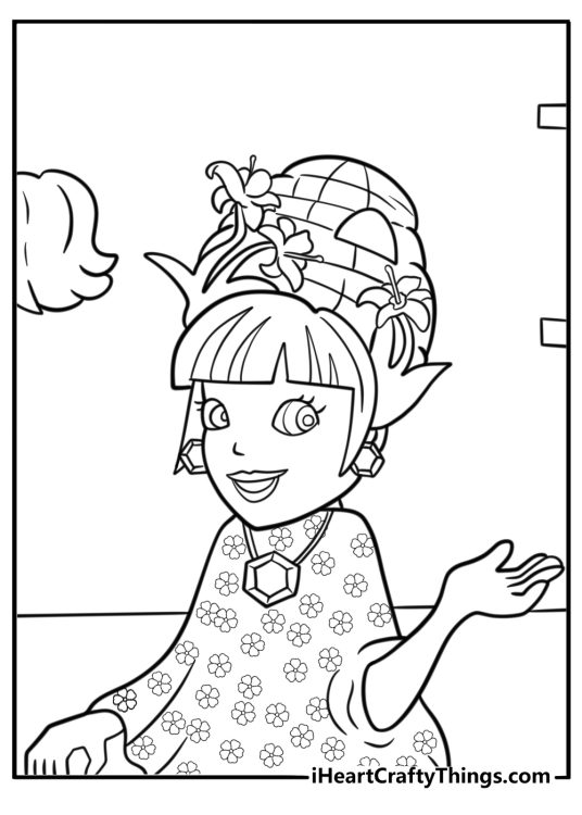 Polly Pocket at the hair salon fun printable coloring sheet