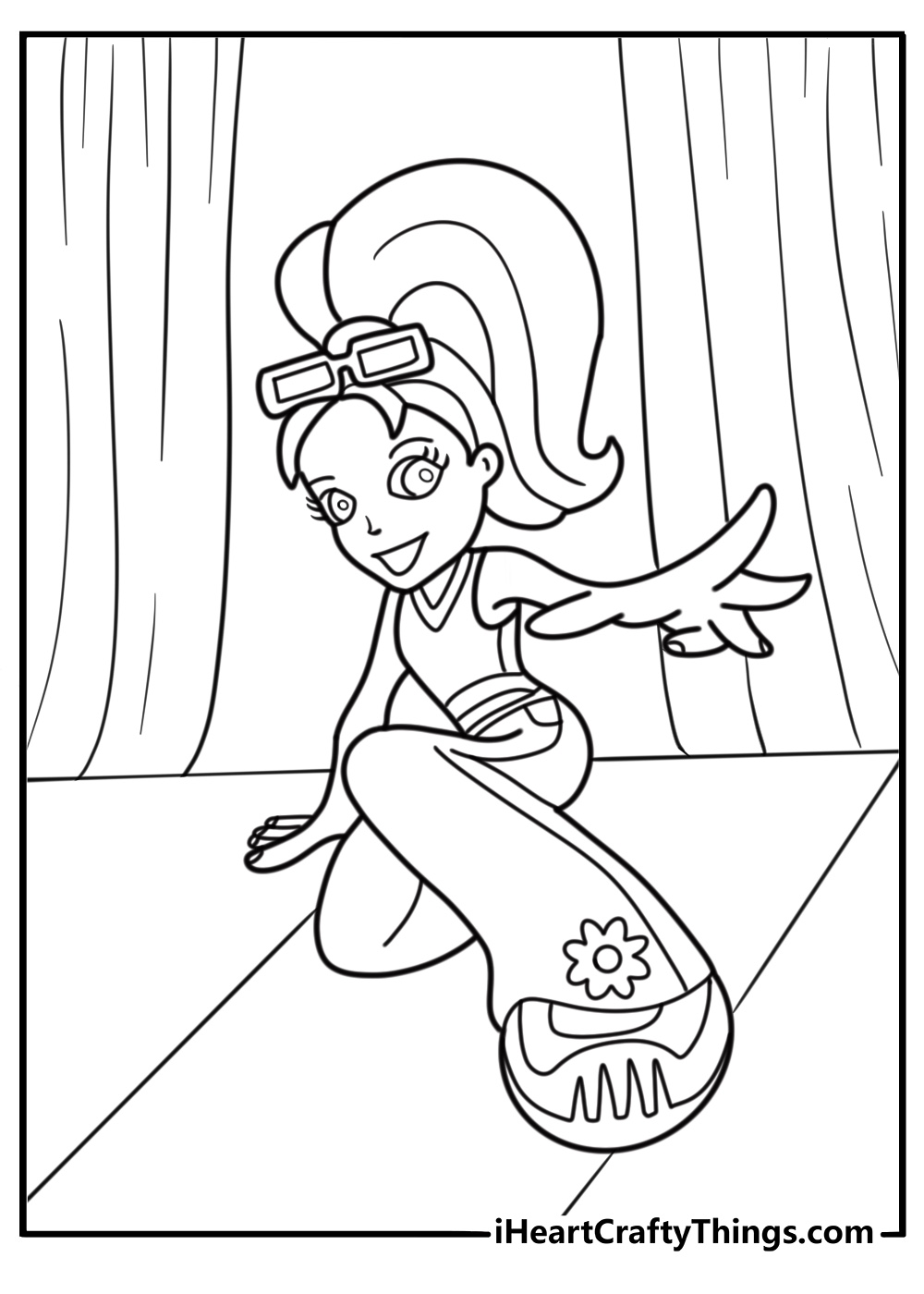 Polly Pocket dancing on a stage detailed coloring sheet