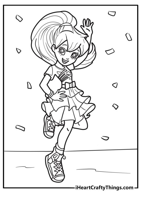Polly Pocket in a cute dress coloring page