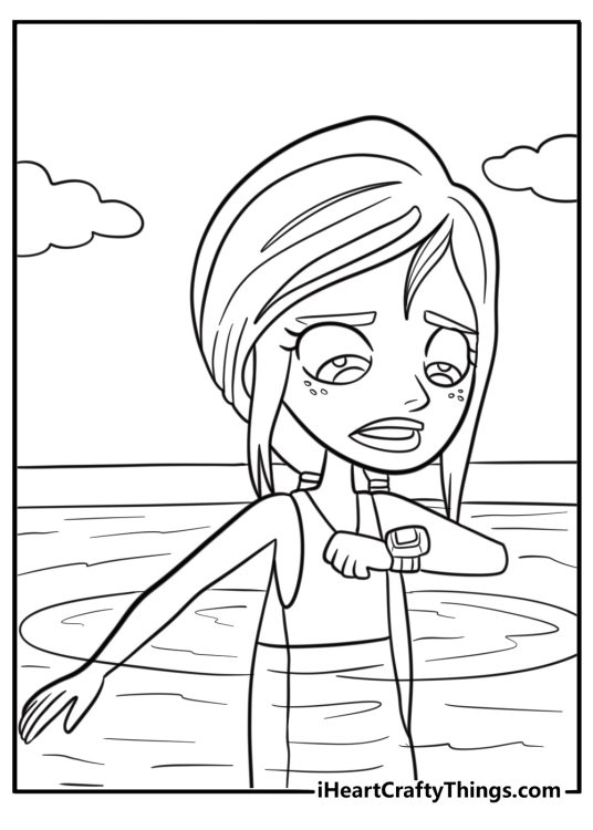 Polly Pocket in a swimming pool coloring page for kids