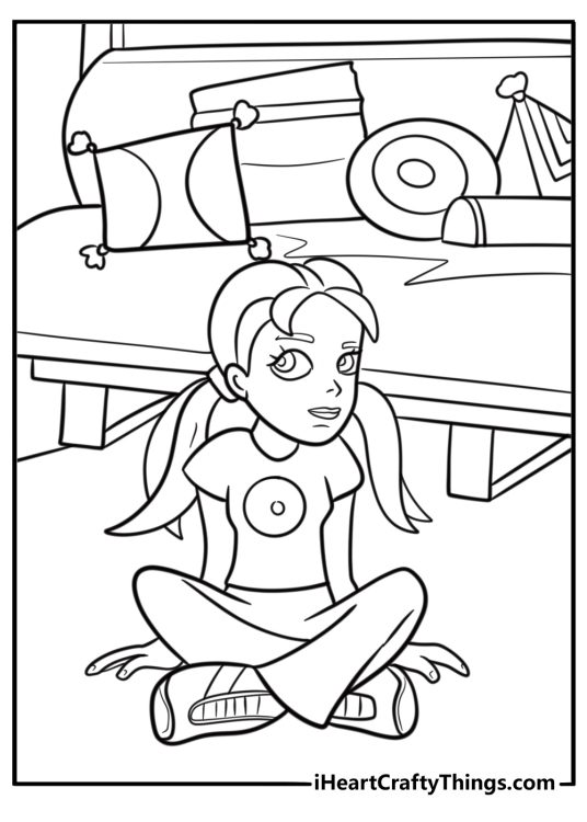 Polly Pocket sitting in her room detailed coloring sheet