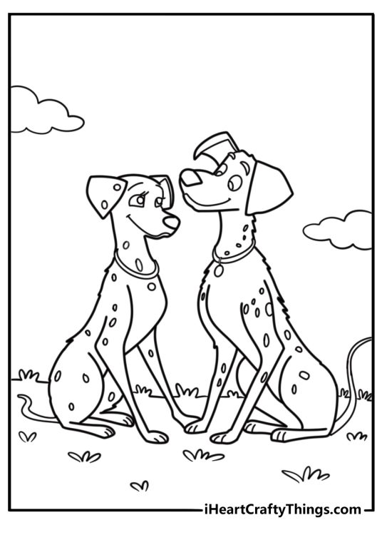 Pongo and Perdita standing together coloring page