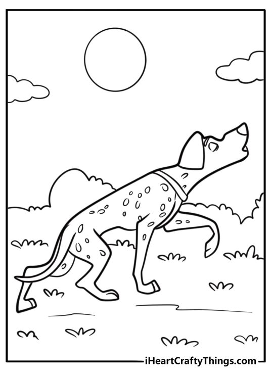 Pongo barking loudly to call for help detailed coloring sheet