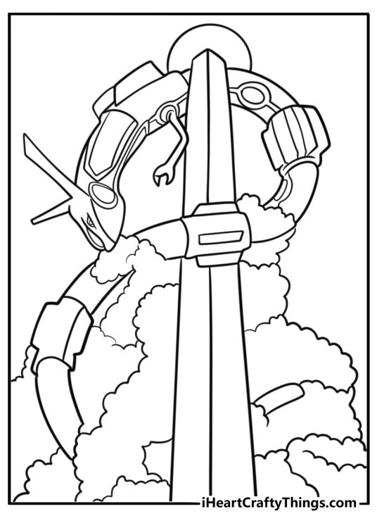 Rayquaza emerging from sky portal coloring page