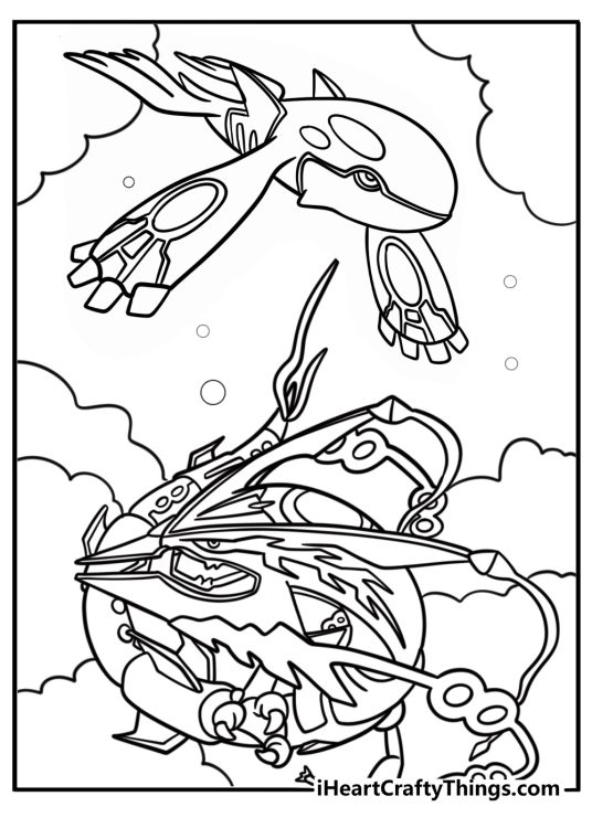 Rayquaza facing down enemies fun printable coloring sheet