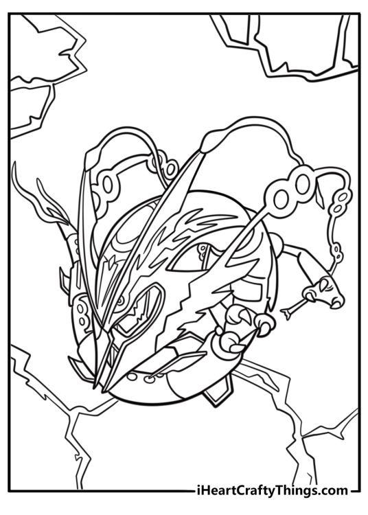 Rayquaza using Dragon Ascent attack coloring page