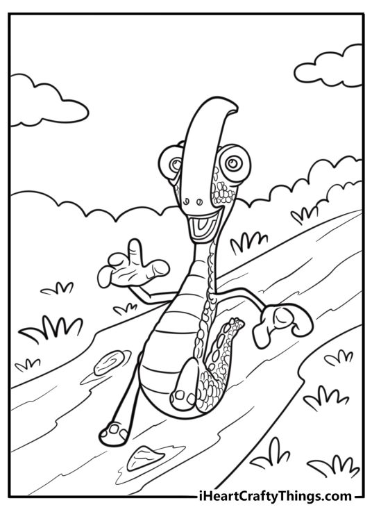 Rocky running on a dirt path coloring page