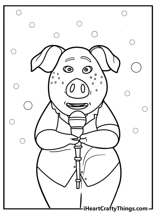 Rosita singing with her microphone coloring page