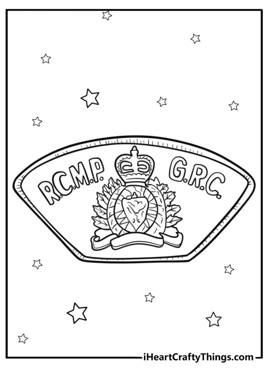 Royal Canadian Mounted Police badge coloring page