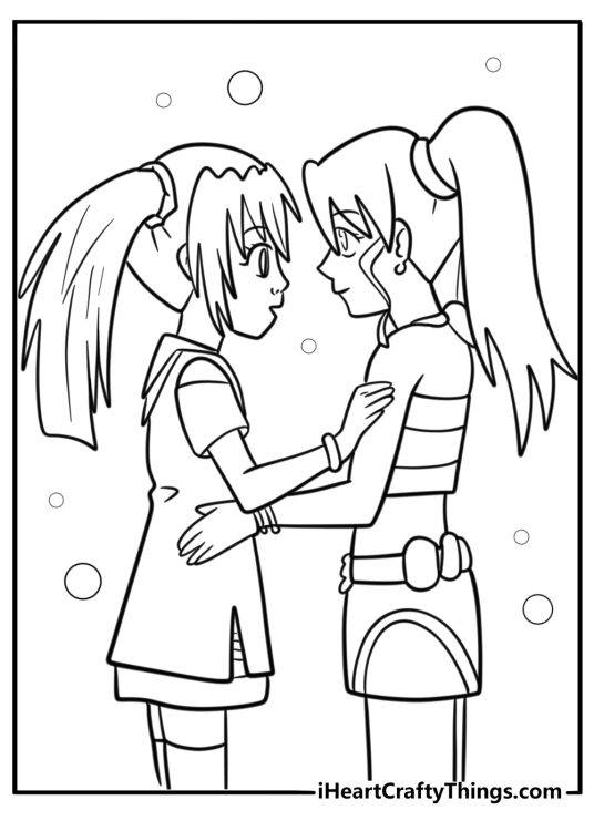 Runo Misaki standing with her Bakugan partner coloring page