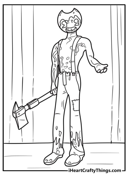 Sammy Lawrence with his mask and axe coloring page