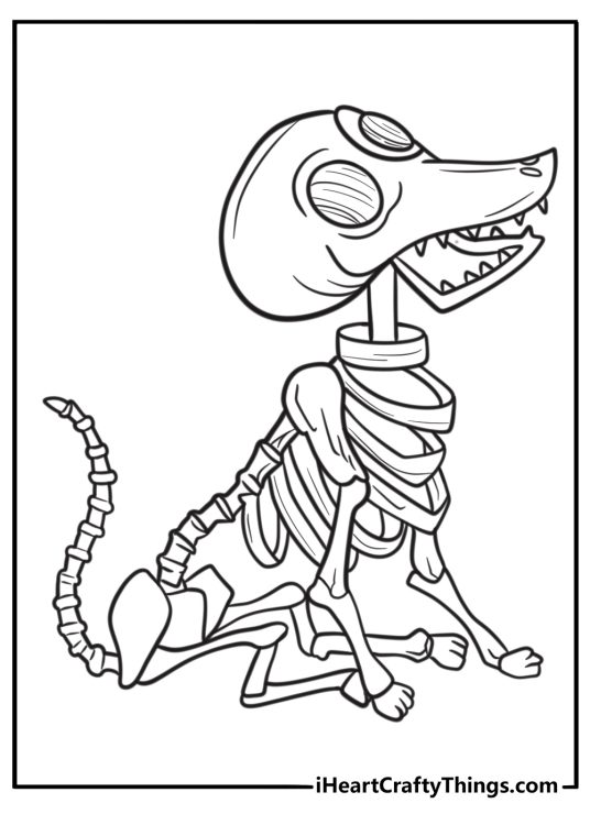Scraps the skeleton dog fun coloring sheet