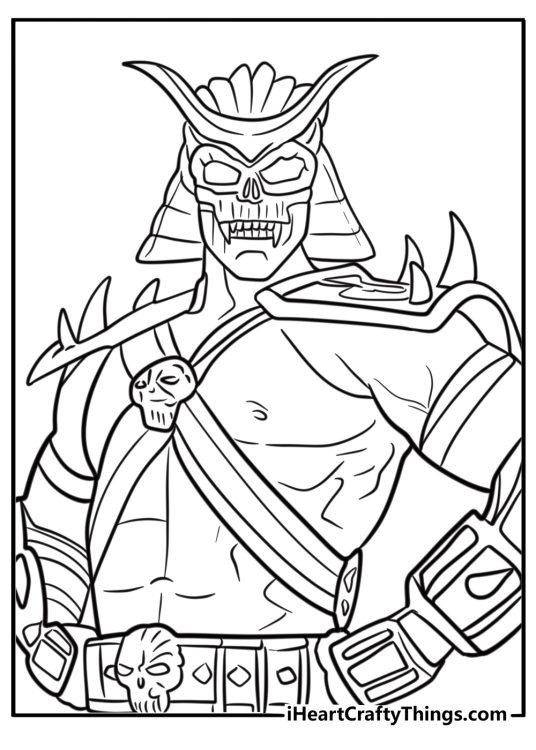 Shao Kahn wearing his battle helmet fun coloring sheet