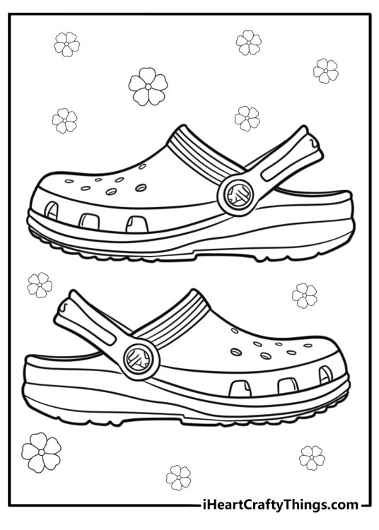 Side view of a Crocs shoe free coloring page