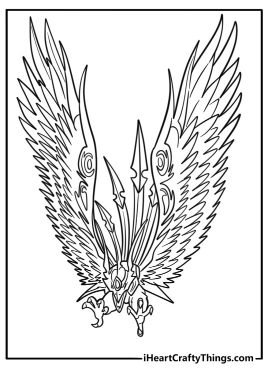 Skyress flying with wings spread coloring page