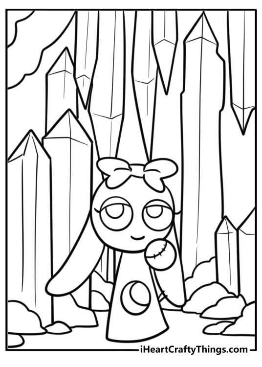 Sprunki reaching toward a mysterious crystal structure