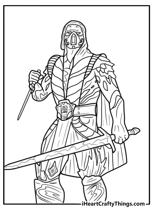 Sub Zero creating an ice sword fun Mortal Kombat coloring page